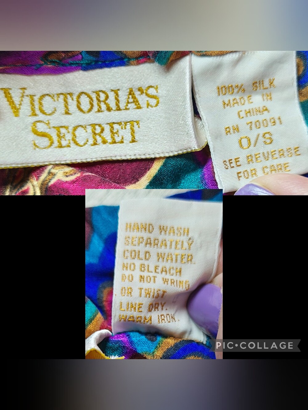 👑 VTG 80s Victoria’s Secret Gold Label Jewel Tone Floral SILK Kimono Robe 👑 - Picture 6 of 6
